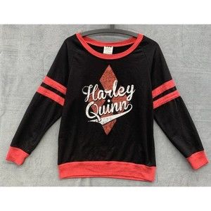 DC Comics Batman Harley Quinn Sweatshirt Women’s Size Large Black Red Pullover
